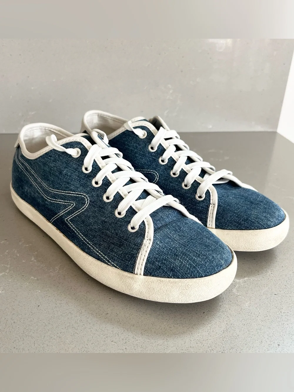 Rag & Bone Court Low Denim Sneakers Women's Shoes Blue Canvas Size 39.5 US 9.5